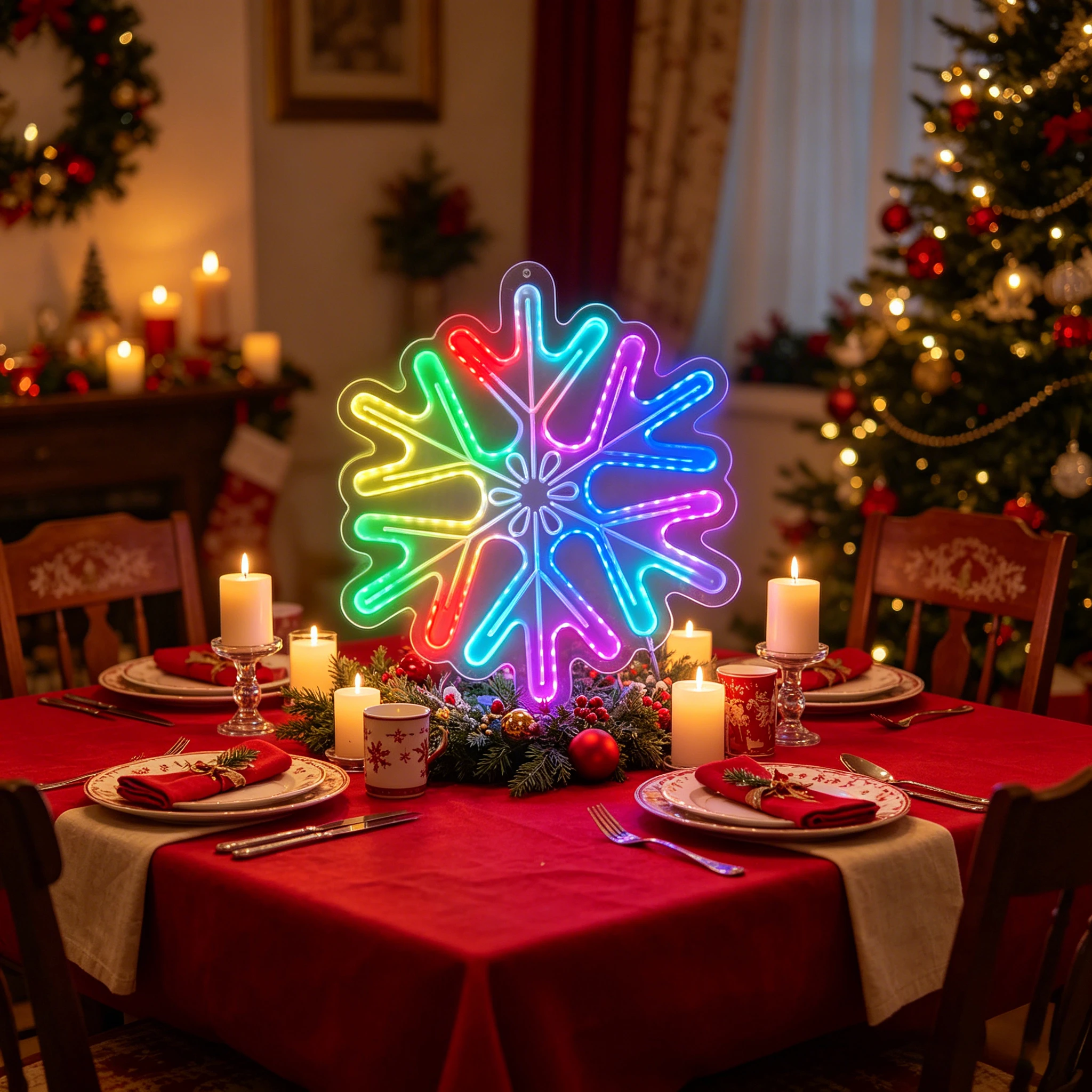 

Colorful Snowflakes Neon Sign LED Light for Holiday Party Indoor Home Decor Wall Art USB Powered Room Decoration Neon Light Sign