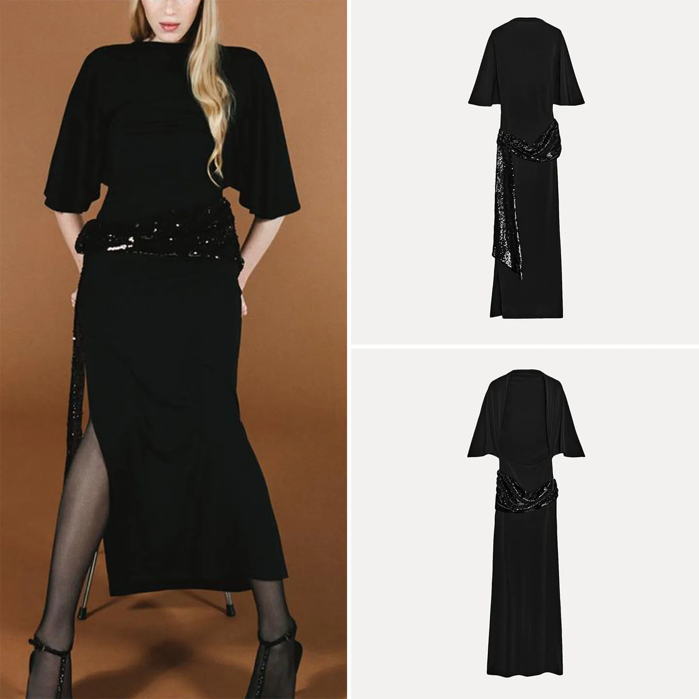 Z 2025 Winter Faion Personali Midi Dr with Belt Ele Ladylike Five Sve round Ne Daily Wear Slim Fit