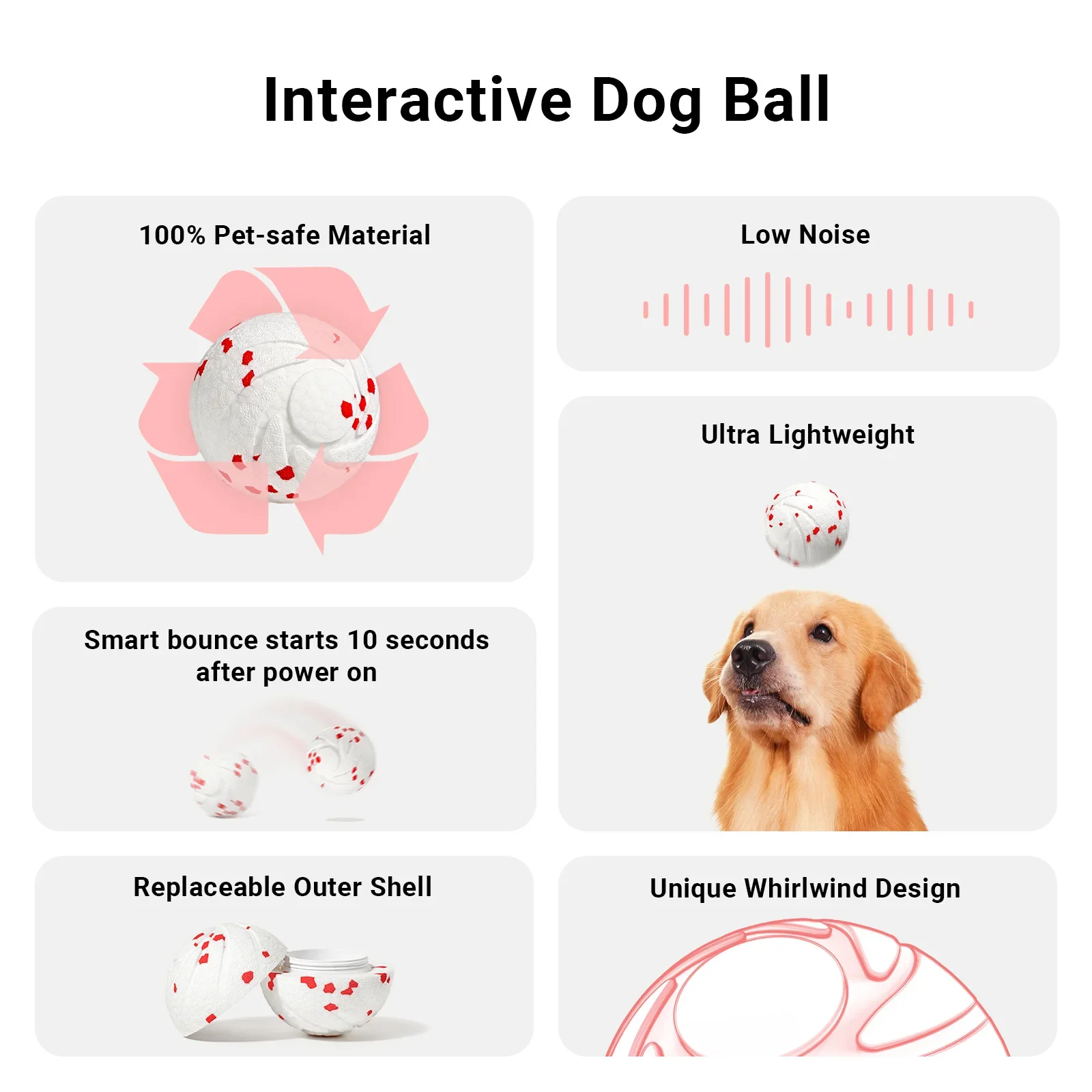 Smart Interactive Vibrant Life Intelligent Waterproof Unbreakable Automatic Dog Entertainment Ball Toy