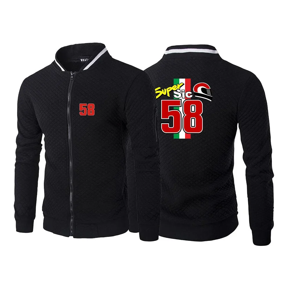 58 Super Sic Marco Simoncelli New Men Spring Autumn Printing Casual Fashion Simple Hot Sale Six-color Zipper Round Neck Coat Top