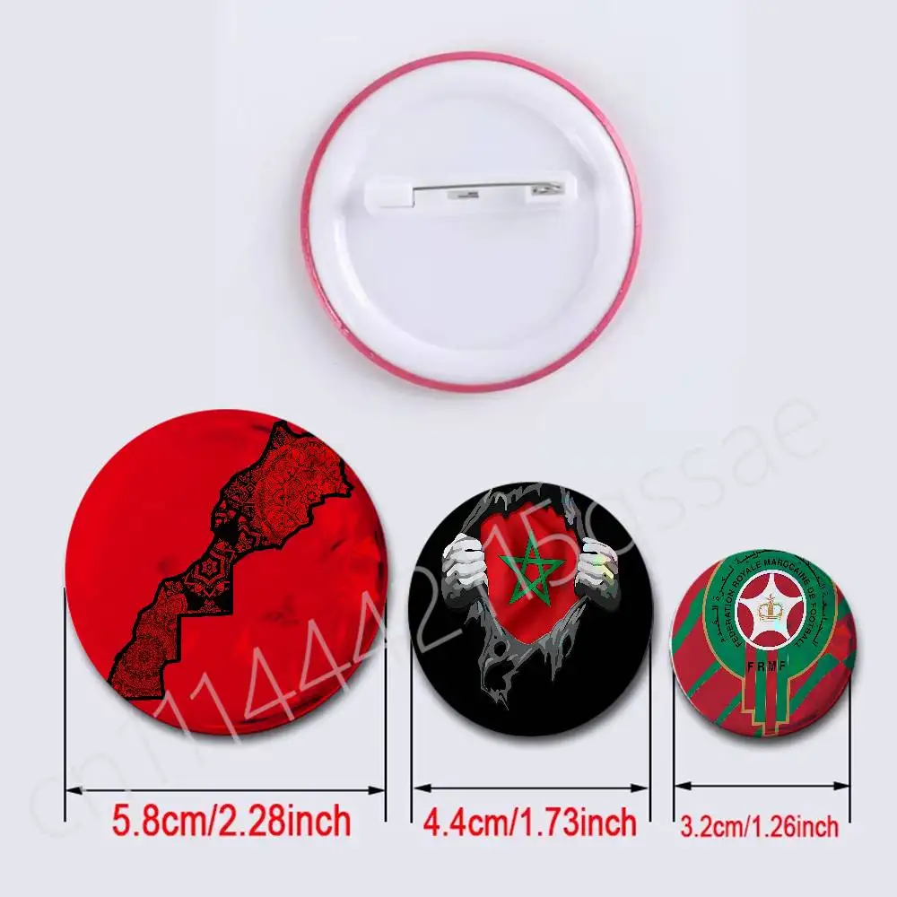 Flag Morocco Nationa Logo 25/32/44/58/75mm Round Cosplay Pin Bag Decor Fans Collect Friends Gifts Brooch Souvenir
