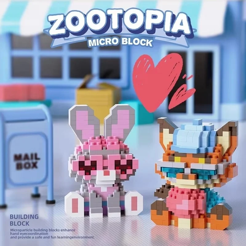 

Конструктор Zootopia 2: Микрочастицы, сборная модель, настольное украшение, фигурки Джуди, Ника, Гари, игрушка-головоломка для мальчиков и девочек