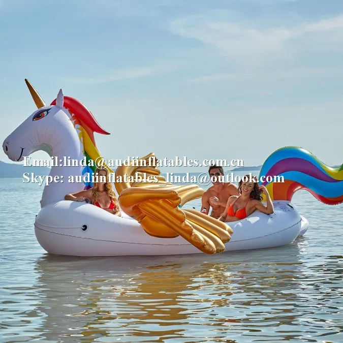Large Inflatable Unicorn Pool Island 6 Person Inflatable Water Pool Boat For Party