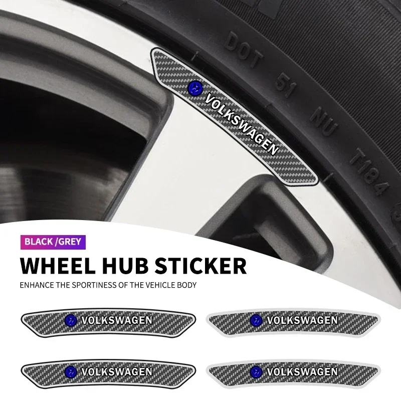 4PCS Car Wheel Hub Rim Decor Stickers Auto Accessories For Volkswagen VW Jetta Polo T4 T5 T6 Sharan Touareg Gol T-Cross Touran