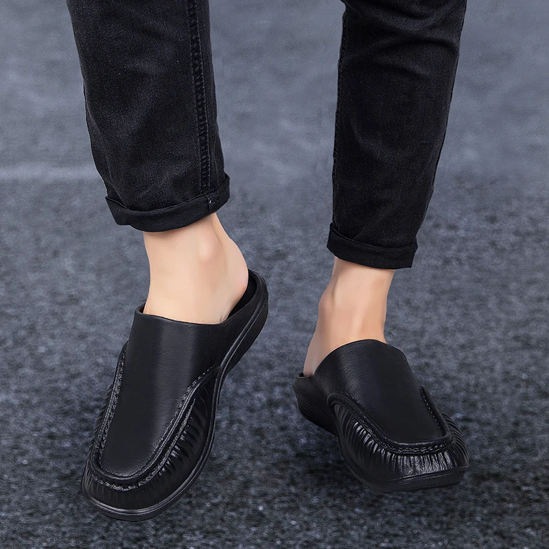 

Plus Size Shoes for Men 40-47 Men's Slippers Eva Slip on Flats Walking Shoes Men Half Slipper Comfortable Soft Put on Sandals