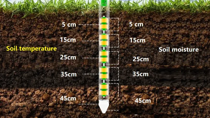 RS485 Digital LORA LORAWAN GPRS 4G Wireless 3 Layers Tubular Soil Moisture Sensor