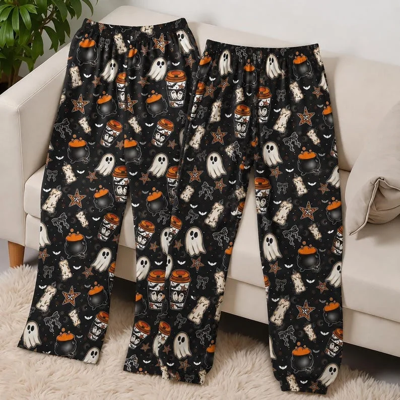 2026 Halloween New Horror Bat Pumpkin Men's and Women's Family Sleepwear Casual Entertainment Sleepwear