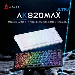 AJAZZ AK820 Max Ultra HE Hall Effect Magnetic Keyboard Gaming Mechanical Keyboard 75% 8K ARGB Wireless Bluetooth Gamer Keyboards