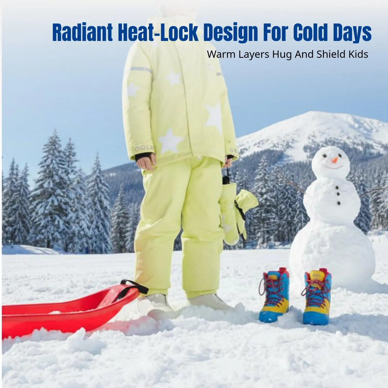 Childrens Ski Suit Thermal Silk Wadding Snow Jacket for Kid Winter Sports Waterproof Windproof Active Wear