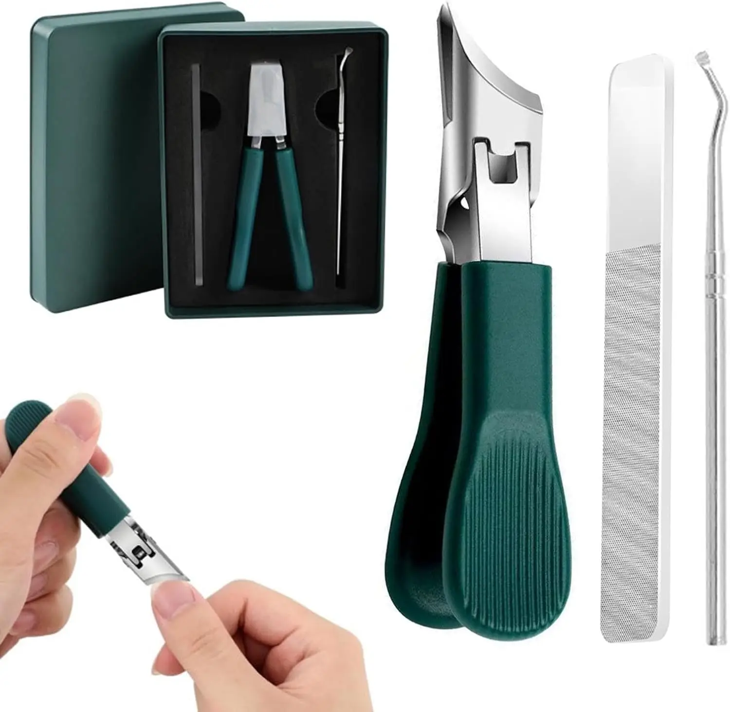 

Eagle Beak Beveled Nail Clippers,3-Piece Set of Upgrade Stainless Steel Wide Jaw Opening Anti-Splash Nail Clipper,Wide Jaw Opening Anti-Splash Slanted for Ingrown & Thick Toenails for Men Women