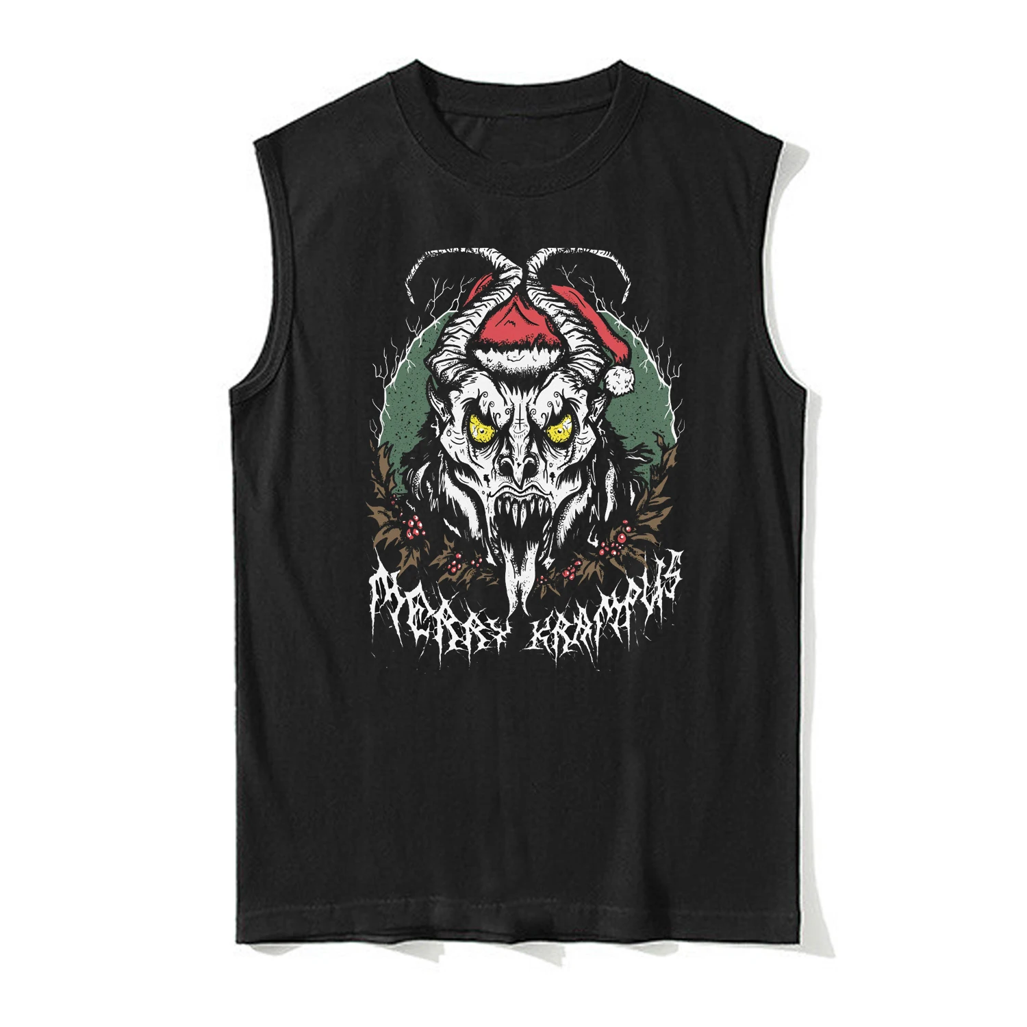 Gothic Merry Krampus Scary Halloween Christmas Gift Tank Top 100% Cotton O-Neck Casual Mens Vest Sleeveless Tee Shirt Streetwear