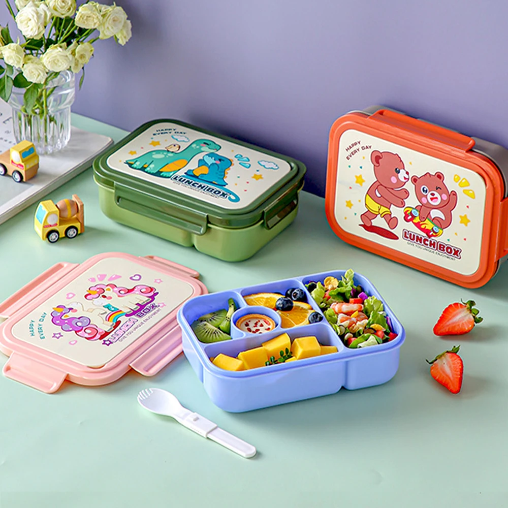 

Unicorn Bento Lunch Box for Kids Toddler Leakproof Bento Box With 4 Compartments Sauce Container Microwave Lunchbox for School