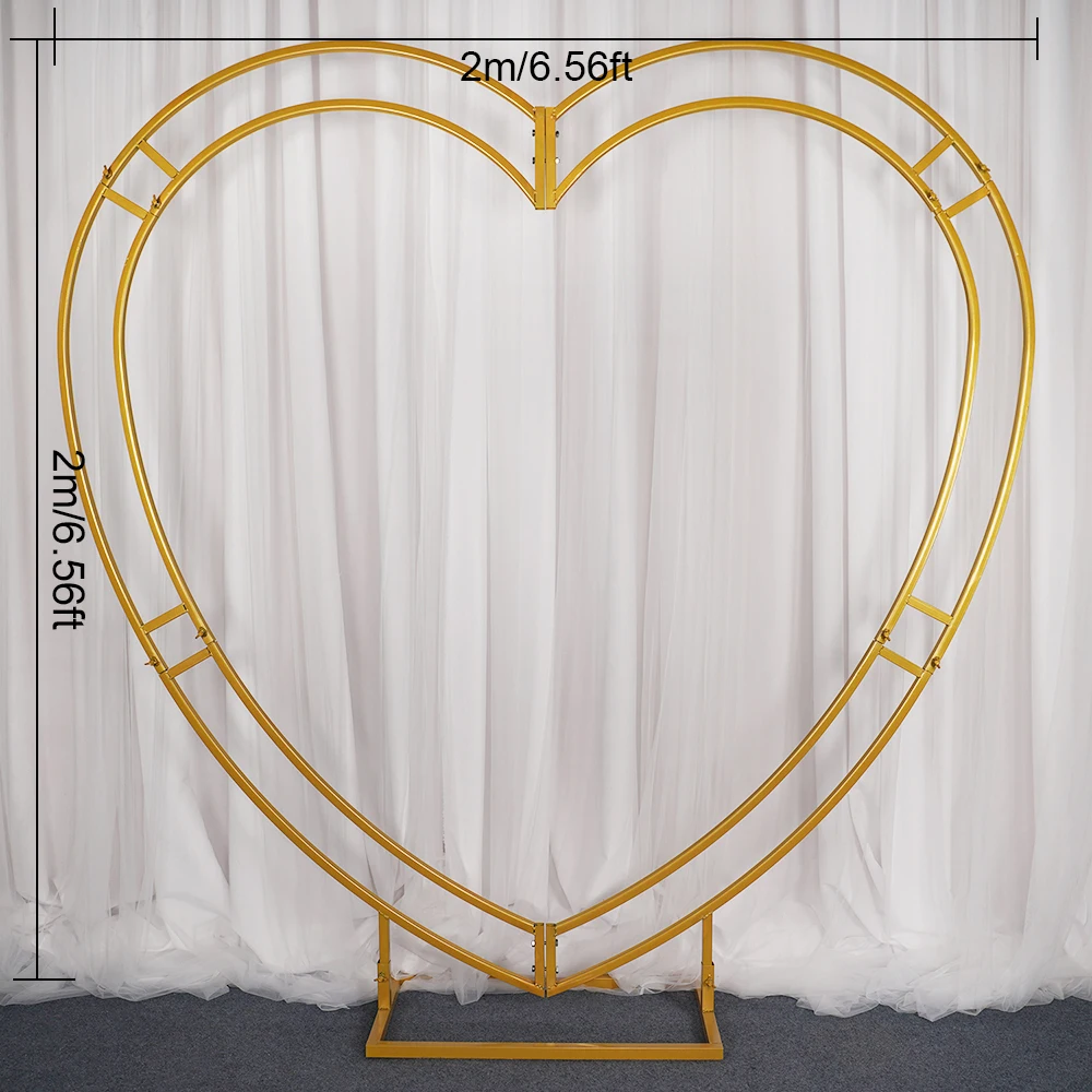 2M Ferro Oro Amore Arco Stand Sfondo di Nozze Espositore da Palcoscenico Evento per Feste Decorazione Floreale Puntelli Vetrina