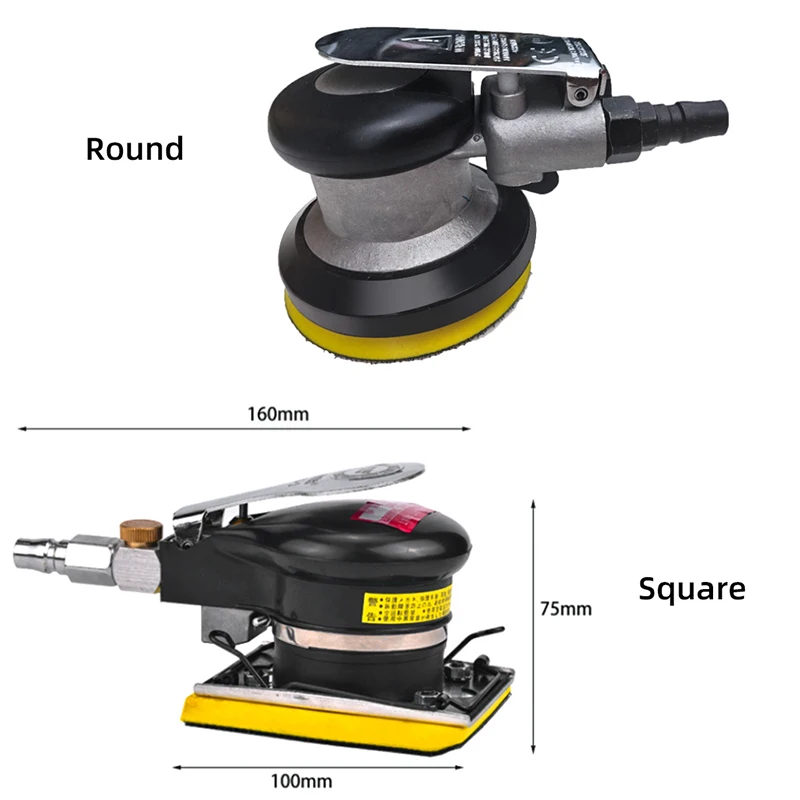 Pneumatic Air Sander Polisher Tool Pneumatic Orbital Sander for Car Paint Care Wood Grinder Polisher 70X100mm Vibrating Shock