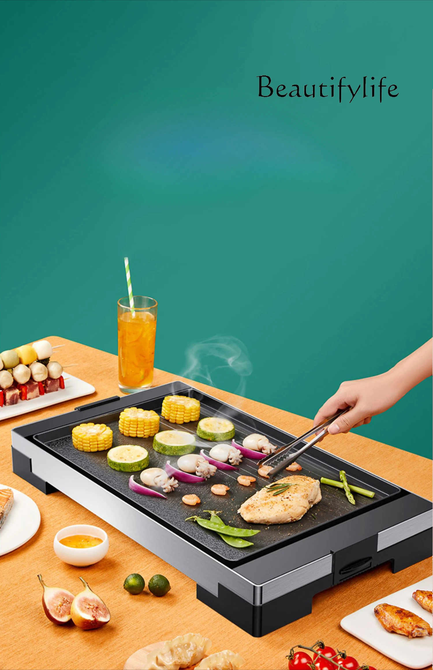 

Korean barbecue pan BBQ grill Household smokeless electric barbecue pan Multifunctional barbecue pan Iron