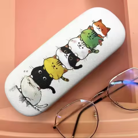 Cute Round-Headed Cat-Themed Contact Glasses Case Stylish and Convenient for Storing Prescription Sunglasses Glasses Storage Box