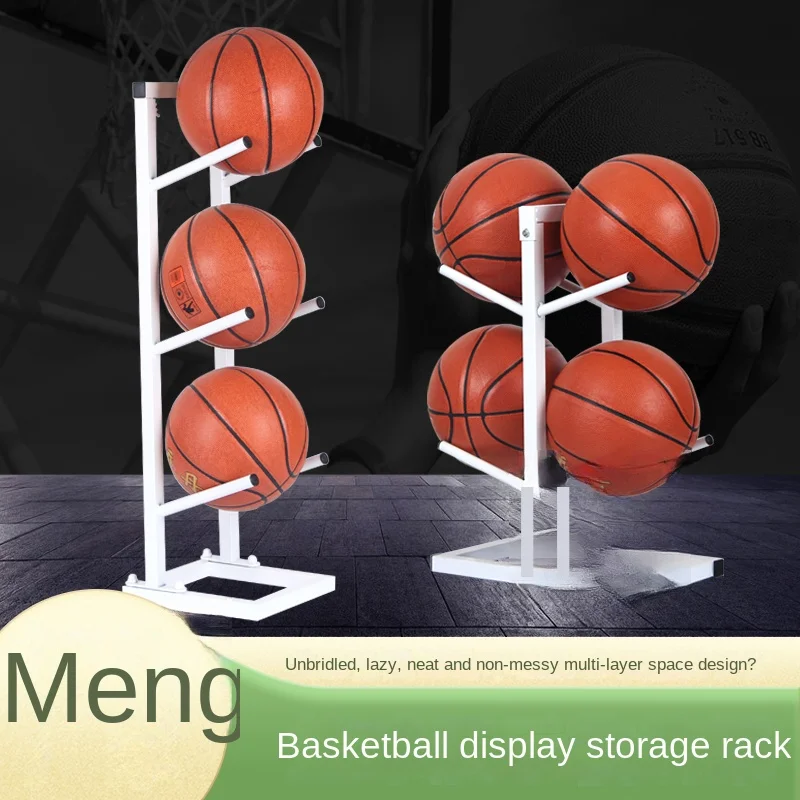 Rak Display Bola Basket Indoor Kustom dengan Empat Bola Warna Hitam dengan Satu Sisi Aksesori