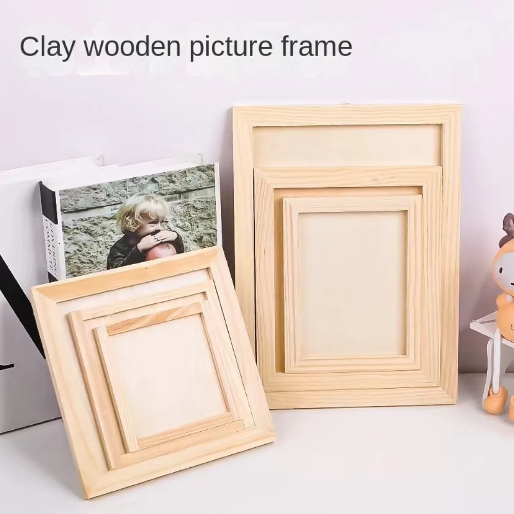 

Wooden Craft Wooden Blank Clay Frame Creartive Multi Size Wooden Photo Holder Party Decor DIY Picture Frame Children's Handcraft