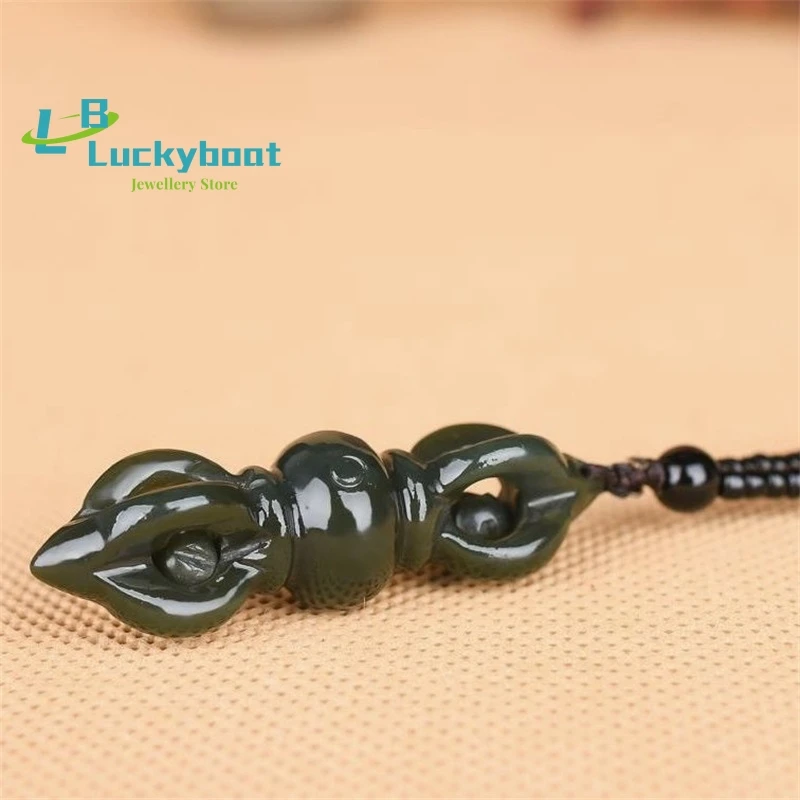 Natural Hetian Jade Jasper Vajra And Magic Pestle Pendant Magic Weapon Lucky Money And Evil Spirit Protection Body Tai Sui