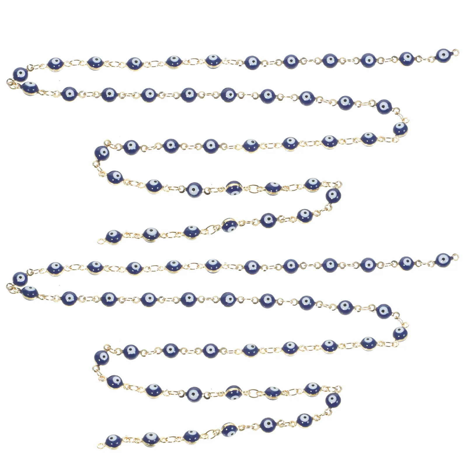 

2pcs 18K Gold Plated Evil Eye Chain Bracelet Necklace DIY Jewelry Parts Craft Accessories 50cm Lightweight Beads