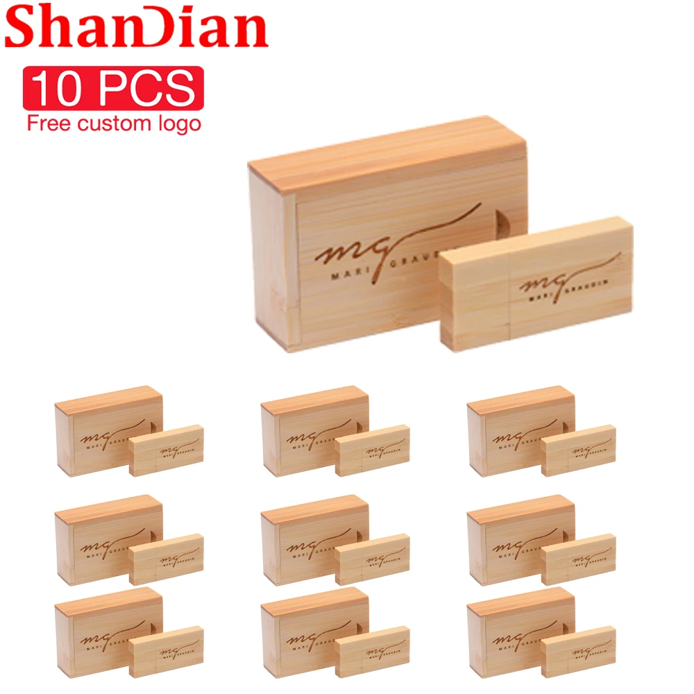 10PCS/LOT Walnut Wooden USB 2.0 Flash Drive Pen usb 128GB wood Pen drive Memory Stick 16GB 32GB 64GB  Wedding Photography Gifts