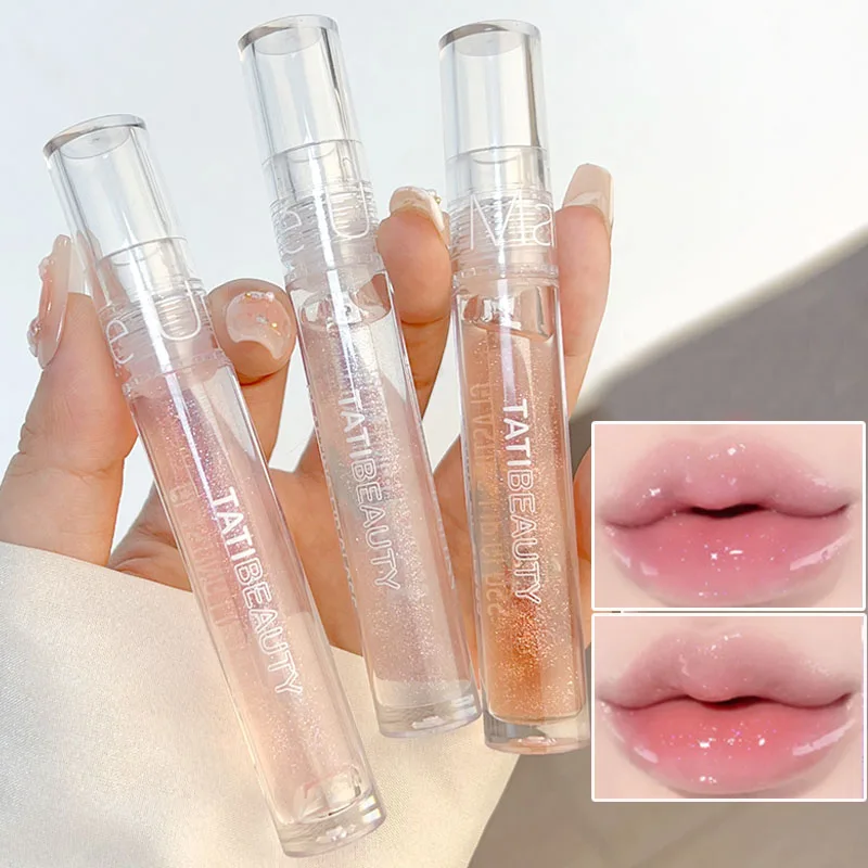 Jelly Glitter Lip Gloss Moisturizing Crystal Colorless Watery Lip Oil Lasting Transparent Mirror Lip Glaze Lips Makeup Cosmetics