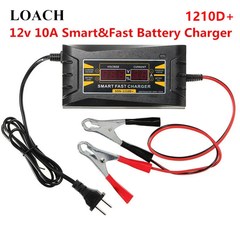 

Intelligent Car Battery Charger 12v 10A 20-150AH Automatic Smart Fast Battery Charger LCD Display Souer Charger for Car Battery