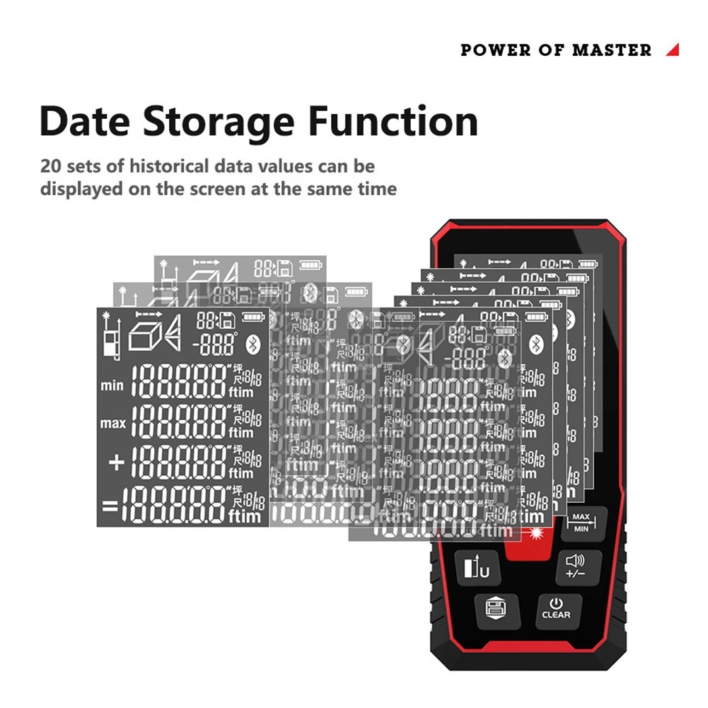 HILDA 100/120M Laser Rangefinder Distance Meter Finder Building Measure Ruler Laser Tape Range Device Rulerfinder Build Measure