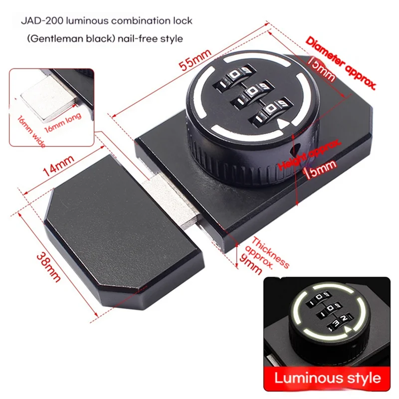 ใหม่ Silver Bolt โลหะสีดําประตูสลักรหัสผ่านล็อคกุญแจหลัก Anti-Theft ความปลอดภัยกลางแจ้งฮาร์ดแวร์ประตูสีดํา