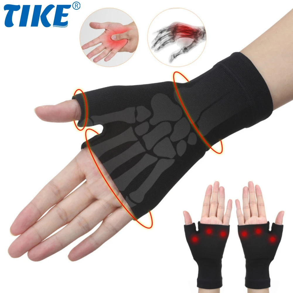 TIKE Arthritis Wrist Support Muscles Gloves Compression Sleeves for Sprains Joint Pain Strain Fatigue and Carpal Tunnel Syndrome