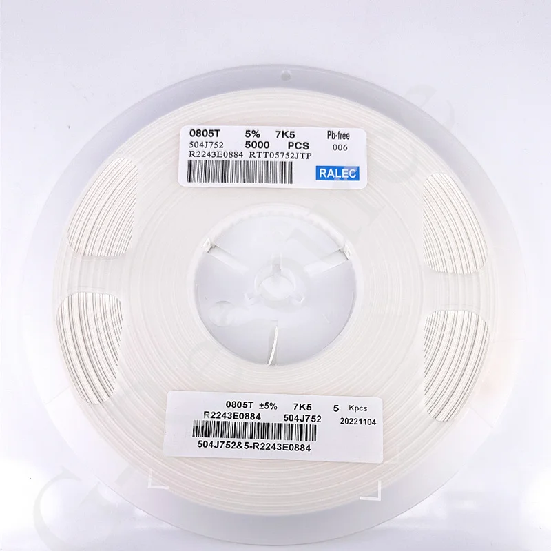 (100 قطعة) RTT05752JTP [مقاومة الرقاقة 7.5KΩ ± 5%125 ميجاوات ± 100ppm/ ℃   0805]