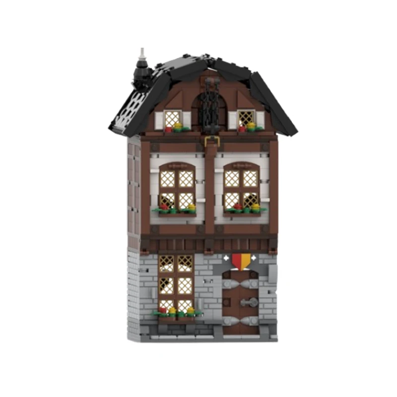 Spot small particle MOC medieval street view house building series puzzle DIY creative toy model decoration holiday gift