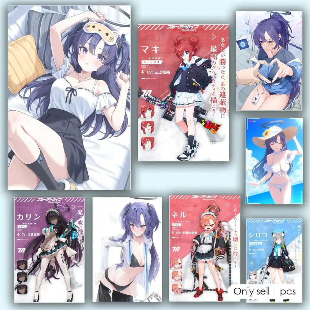 Anime Blue Archive Kawaii Girl Poster Aesthetic HD PVC Wall Art - Waterproof Wear Resistant For Home Hotel Bar