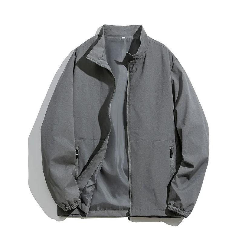 Men's Spring and Autumn Standing Collar Jacket, Oversized Double-layer Thin Casual Jacket, Windproof Loose Versatile Top
