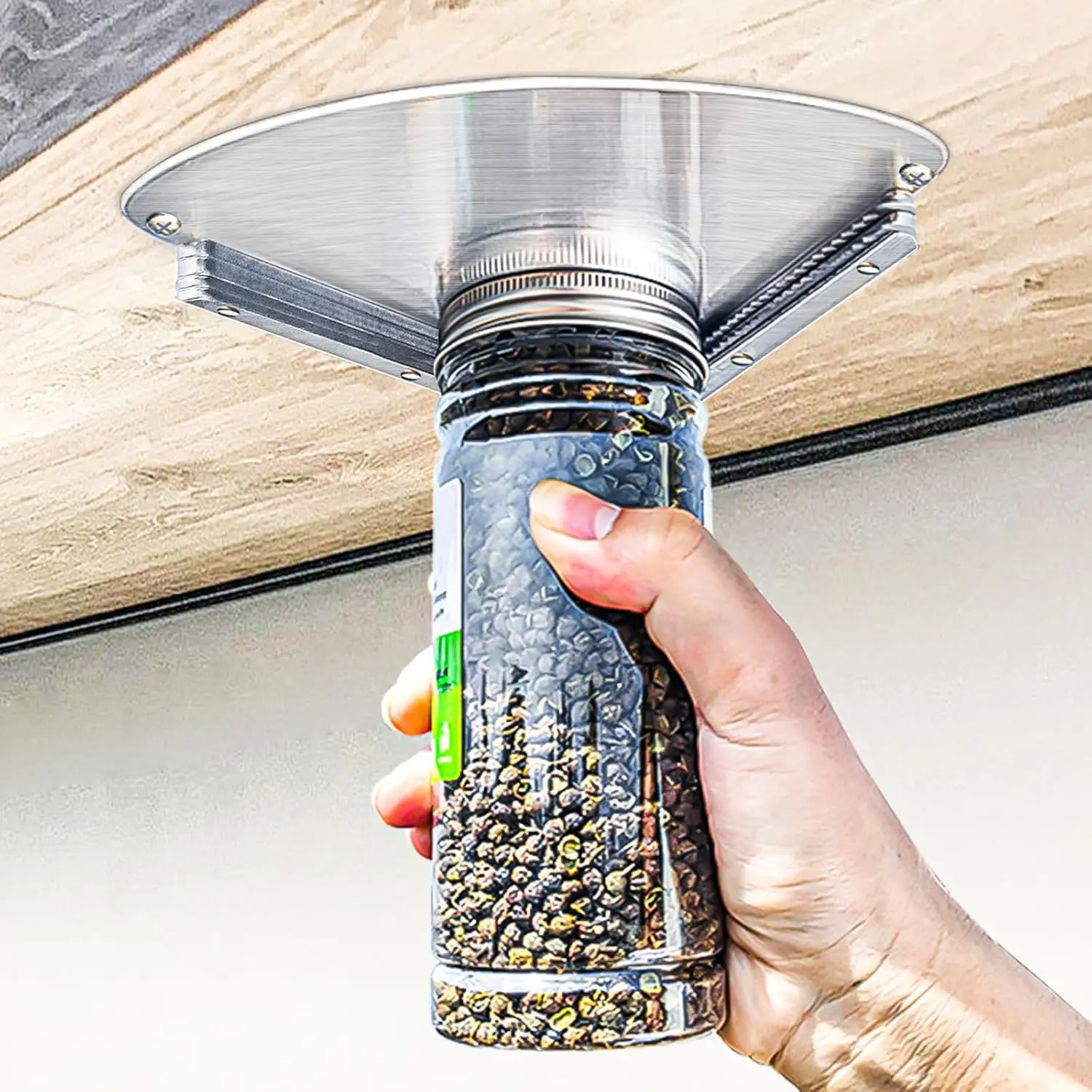 Stainless Steel Jar Opener for Seniors, Under Cabinet Lid Opener for Weak Hands, Easy Grip Kitchen Gadget