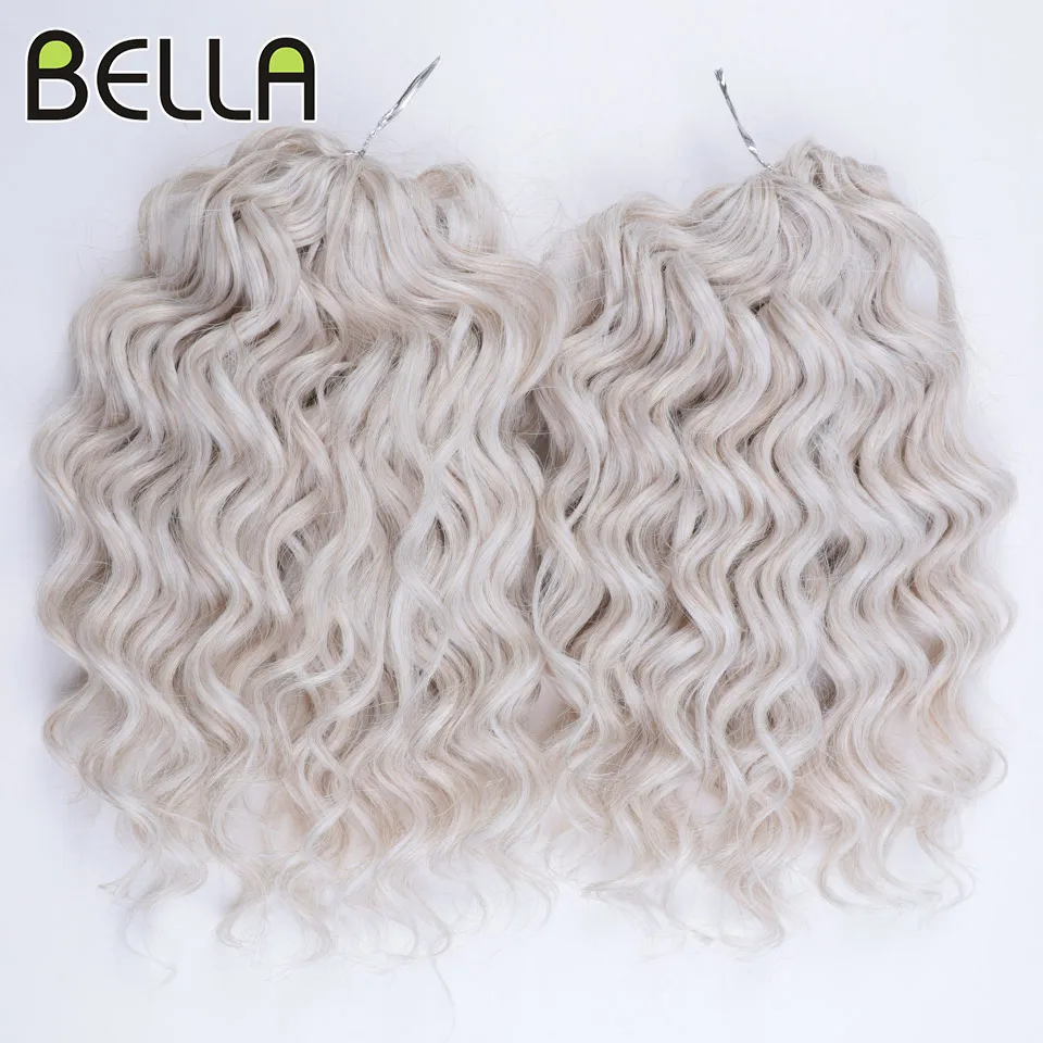 Bella Synthetic Hair Twist Crochet Curly Hair 10Inch Deep Wave Braid Hair Ombre Blonde Brown Water Wave Braiding Hair Extensions