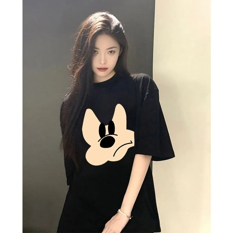 

Japanese Style Cute Mickey Print Short Sleeve T-Shirt,Unisex Loose Casual Top,Unique Design For Petite Students custom t shirt