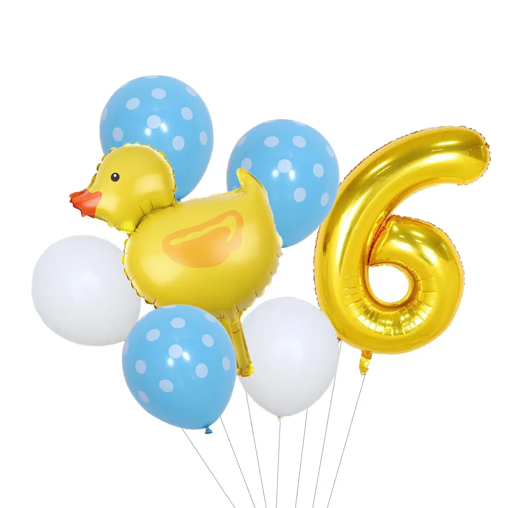 Mini Duck Foil Balloons Set, Balão Número de Ouro para Crianças, Festa de Aniversário, Baby Shower Decoração Suprimentos, 32 \