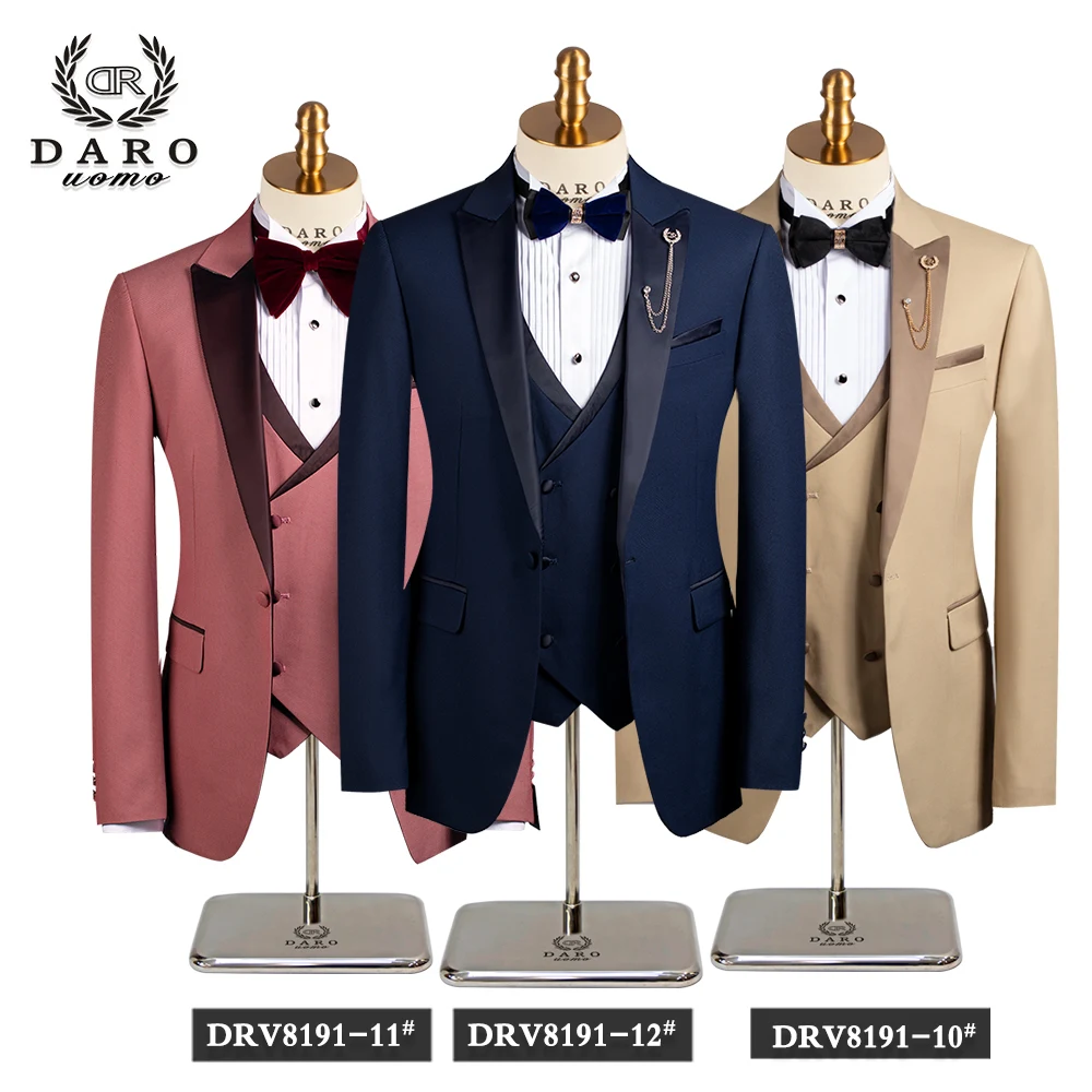 Mens suits Wave point Three Pieces Men Dress Suits Casual Commuter office business suits For Wedding(Blazer+Vest+Pants)DRV8191