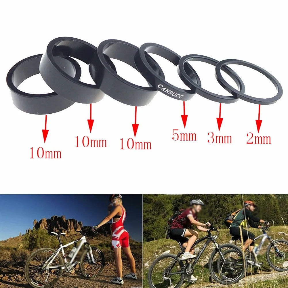 

High Quality Premium Useful Portable Accessories Spacer 2/3/5/10mm(6pcs) Headset 1-1/8\"Aluminum Bicycle Spacer