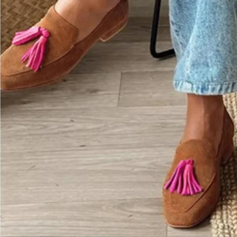 Spring Autumn New Loafers Shoes Women Shallow Mouth Tassel Large Size 34-43 Casual Flat  Shoes Women - view 4