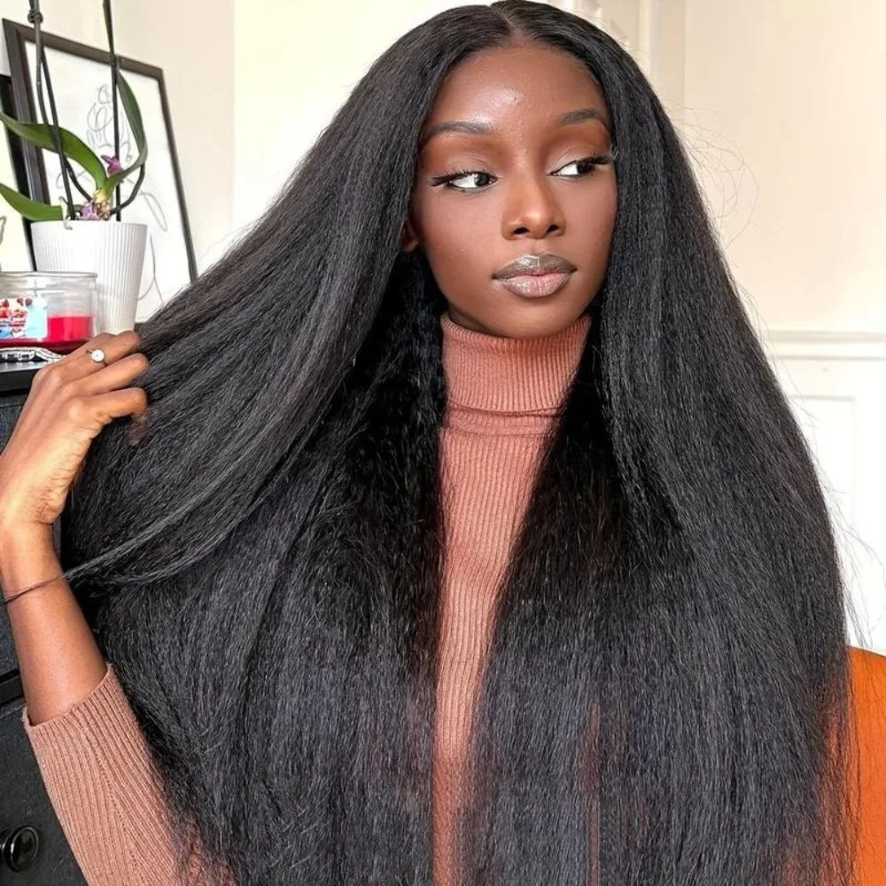 220% Density 32 inch V Part Kinky Straight Wig Human Hai Upgraded Machine Brazilian Hair 30 Inch No Leave Out Natural Remy Hair For Women