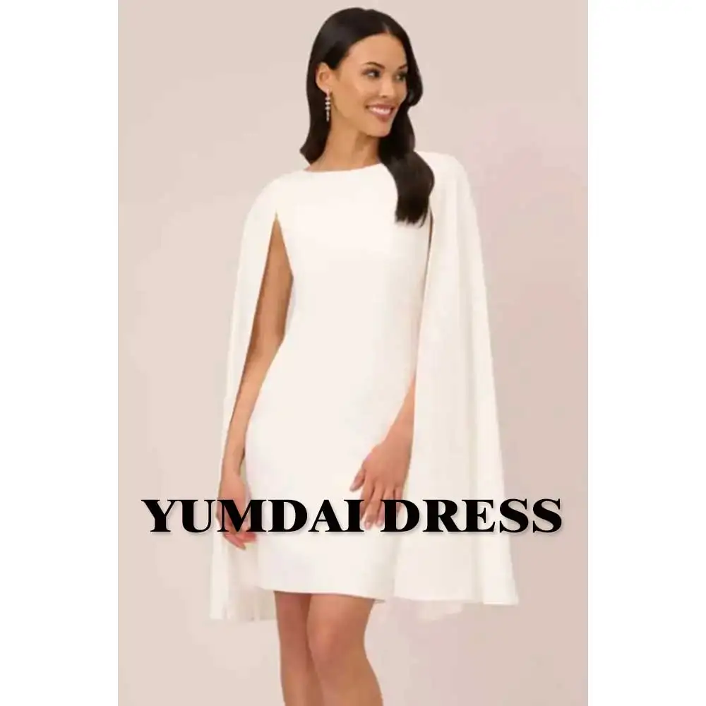 

YUMDAI Beige Sleeveless Shawl Evening Gown Special Occasion Formal Dress Wedding Party Short Dress Luxury mini Evening Gown 2023