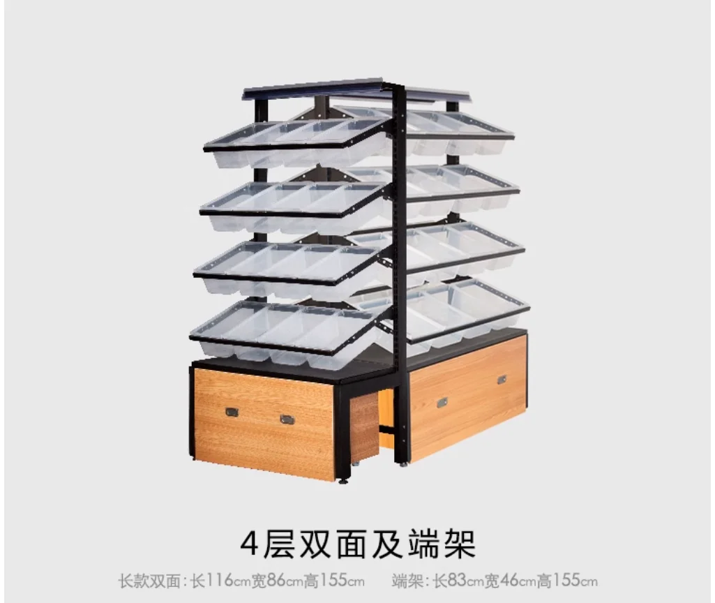 Snack shelves scattered snack food kiosk convenience store display rack