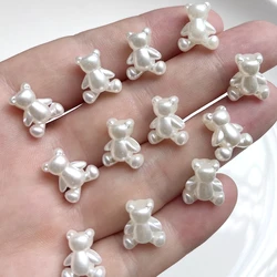 Bianco Cute13 * 12mm orsetto ABS perline gioielli che fanno collana bracciali orecchini orsi regalo di natale perline Decorative 20 pezzi