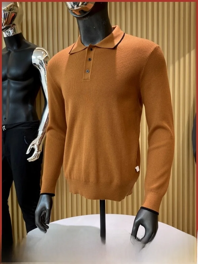 

Итальянский мужской вязаный свитер с воротником, цветная блузка, мягкий, приятный для кожи, эластичный, повседневный, модный, осенне-зимний трикотаж
