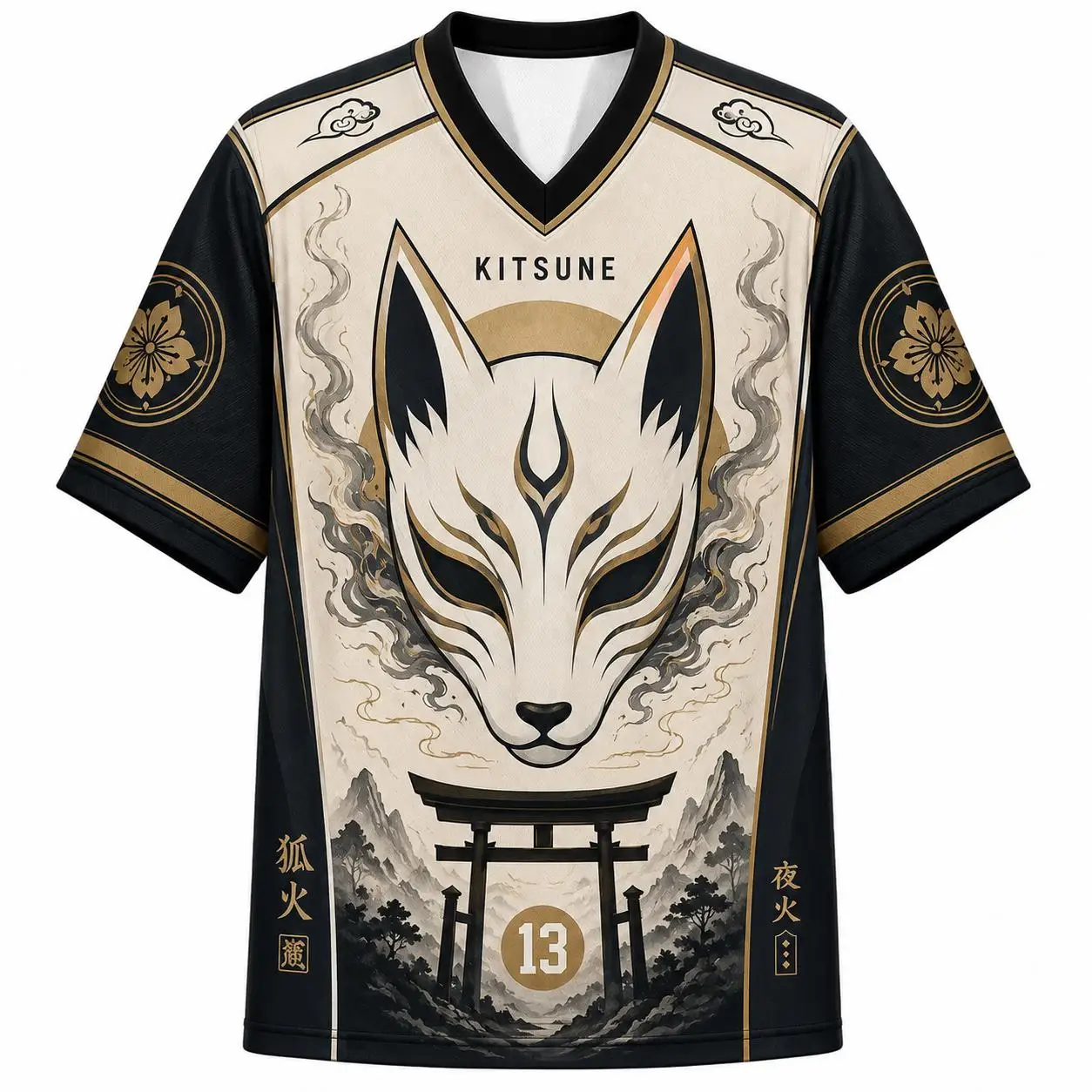 2026 Sommer Mode Retro Japanischer Stil Fuchs-Design 3D-Druck Outdoor Freizeit Fitness-Stil V-Ausschnitt T-Shirt Übergröße – Detail 4