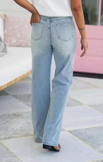 New Light Blue High-waisted Jeans American