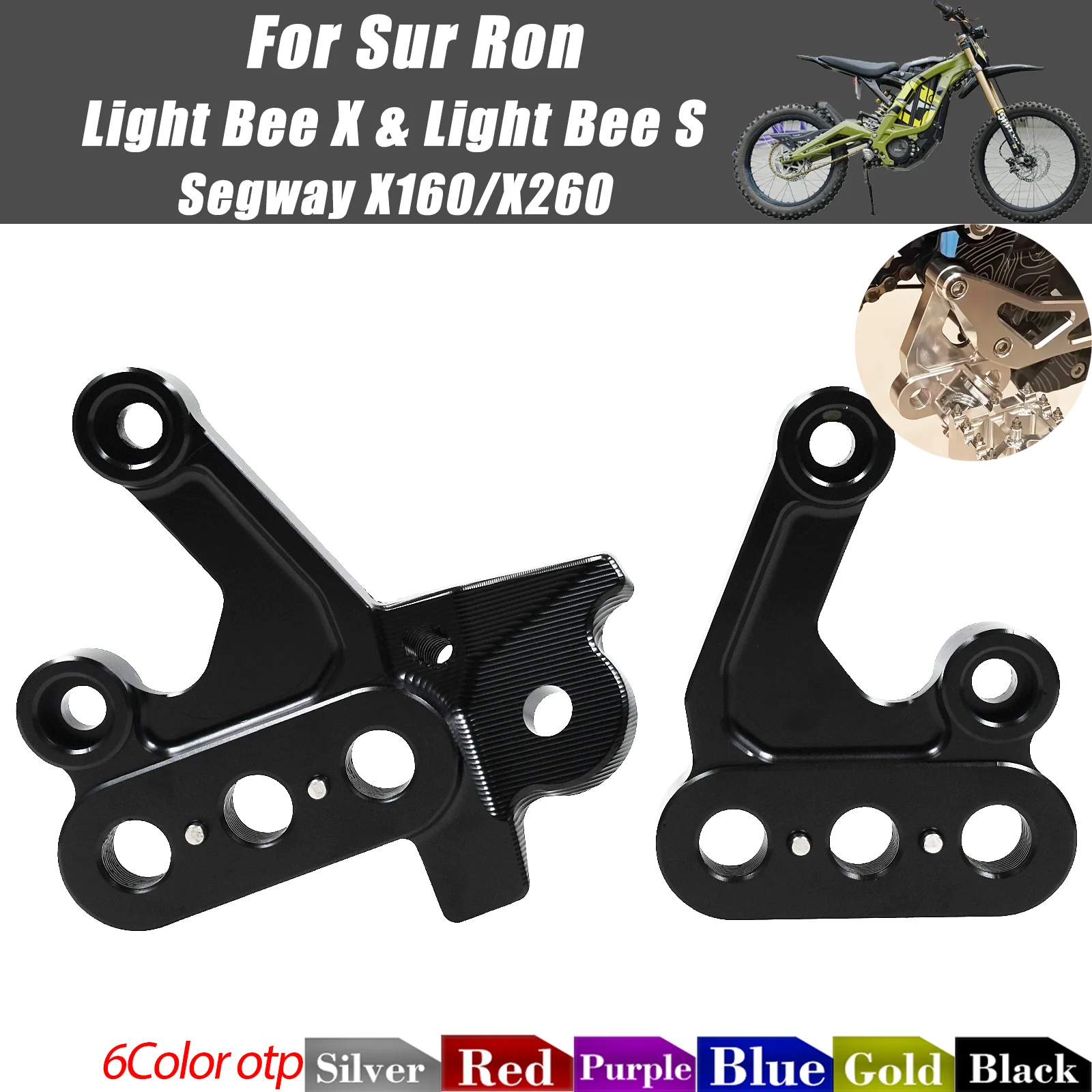 Motorcycle CNC Aluminum Foot Pegs With Bracket For Sur‑Ron Light Bee S/X Electric Dirt Bike Motocross Replacement Accessories