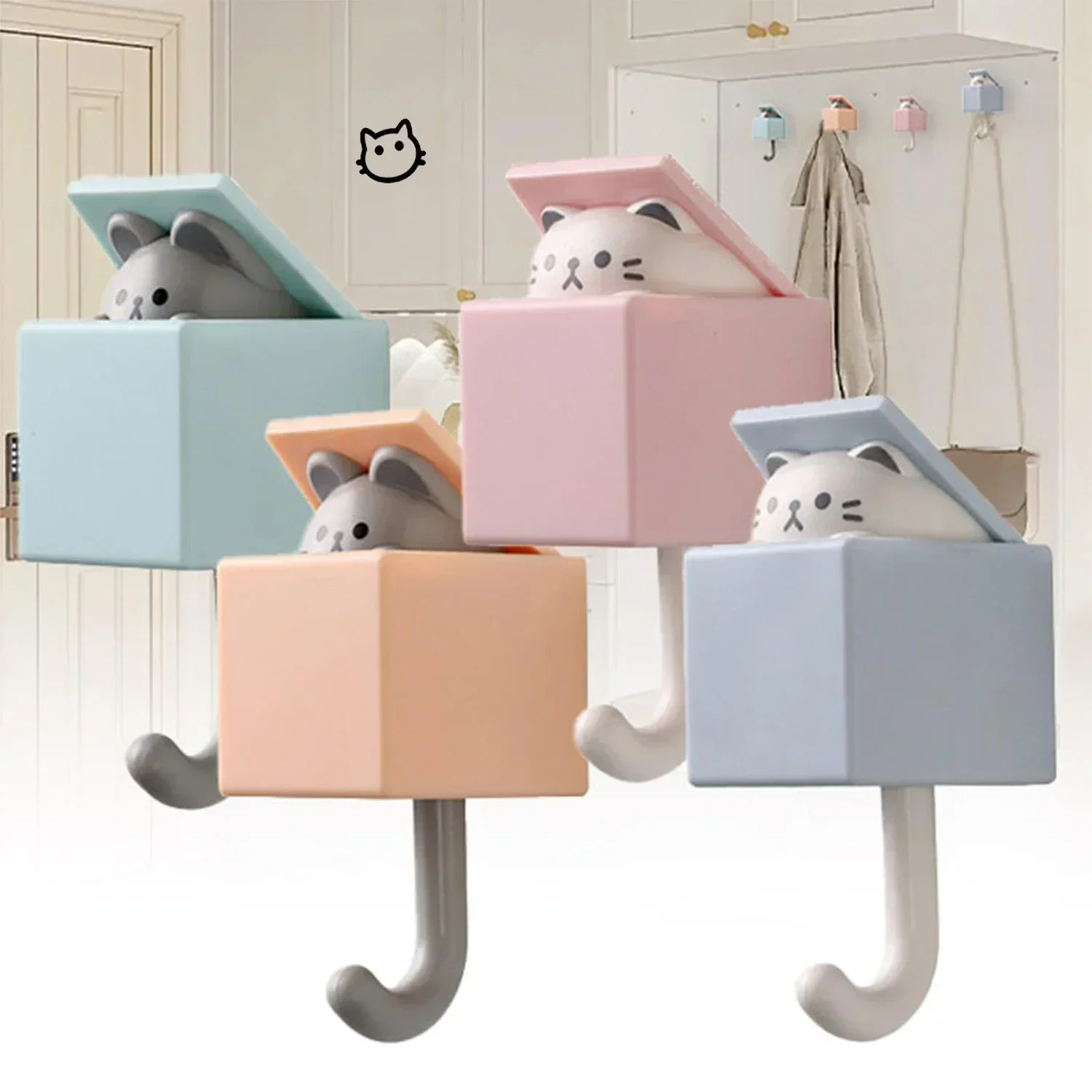 

Creative Adhesive Coat Hook,1 Pc Cute Pet Clothes-Hook for Scarf,Hat,Towel,Key,Bag,Cat Hooks for Hanging Decorations,Coat Hanger